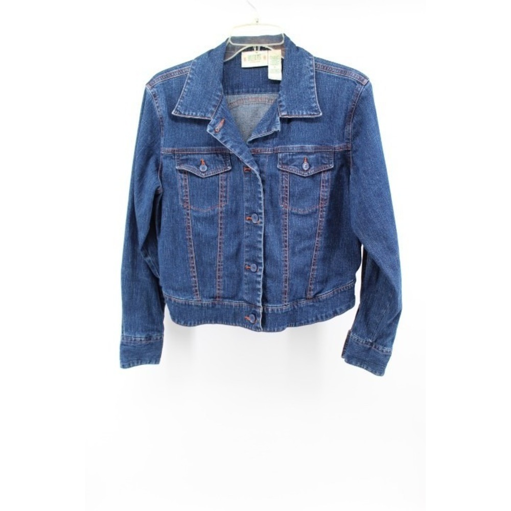 Vintage Bill Blass Denim Jacket Womens‎ M Blue 90s Cropped Jean Jacket Classic